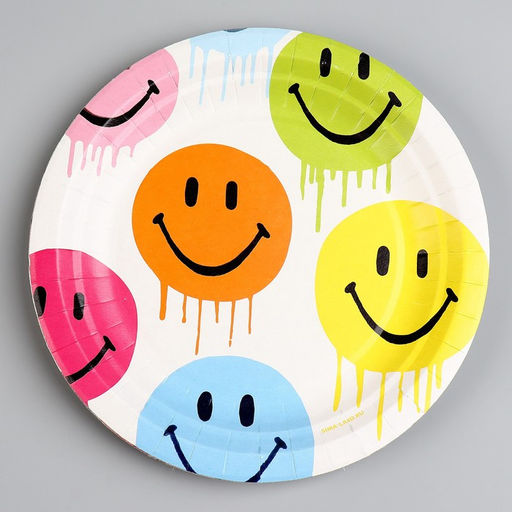 Цена за 10 шт. Тарелка бумажная Смайл, 18 см - Страна карнавалия фото 2