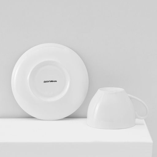 Сервиз чайный Доляна Лаванда, 12 предметов: 6 чашек 250 мл, 6 блюдец d=15 см, фарфор, белый