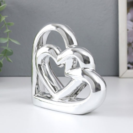 Фигурка керамика Сплетённые сердца, серебро, 12.3?3.5?11.8 см