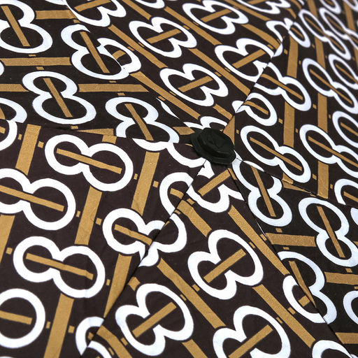 Зонт-мини механический Орнамент ткань эпонж (полиэстер) + черное УФ-покрытие, 6 лучей, д/купола 90см, 5 сложений, 17см в сложенном виде, механизм против ветра, пластмассовая ручка, цвет черный, коричневый кант, 225гр (Китай) - Домашняя Мода фото 5