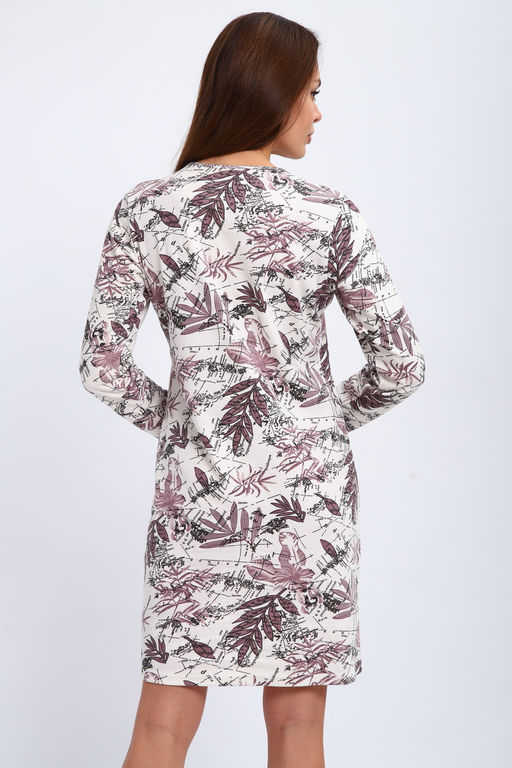 Ночная сорочка из интерлока длинный рукав Соня кофе