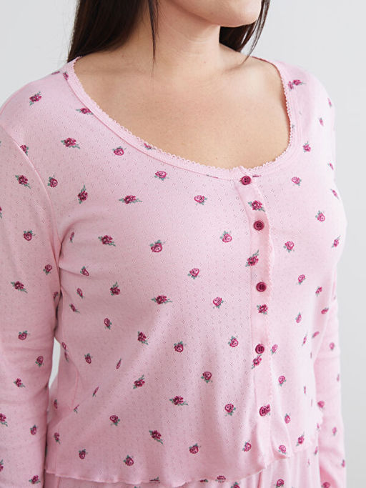 U Yaka ?i?ekli Kad?n Pijama Tak?m