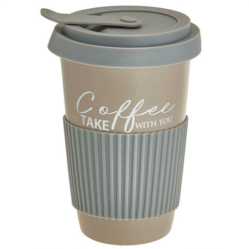 Ф11-093L1 Стакан для кофе и чая с крышкой "Coffee" (450 мл) в цветной коробке, серый