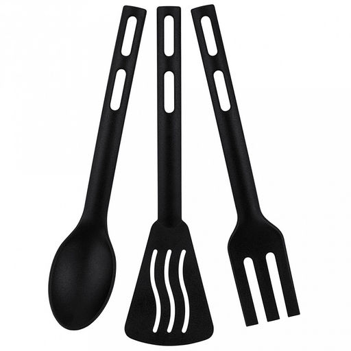 Кухонный набор Linea NERO 3 предмета: ложка, лопатка и вилка, высококачественный нейлон, матовая поверхность приборов, черный Regent (Китай) - Домашняя мода фото 3