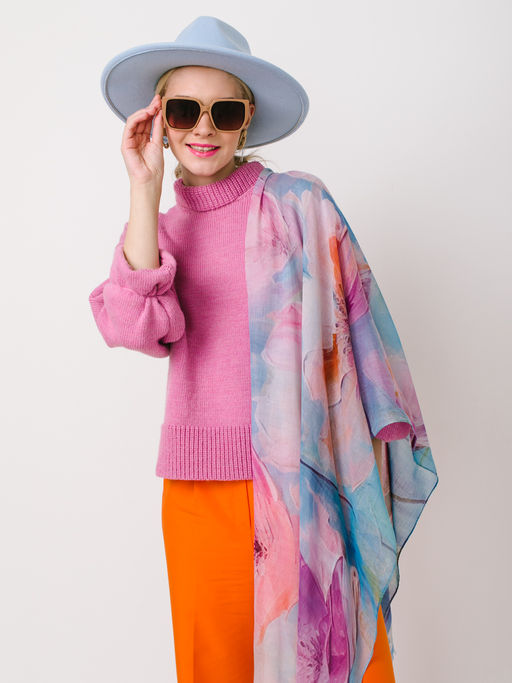 Большой, мягкий, тонкий и очень нежный двусторонний палантин с рисунком в стиле арт-деко - Tantino фото 5