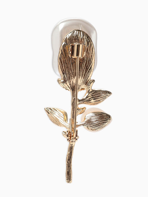 Брошь «Цветок» роза. жемчуг, цвет белый в серебре