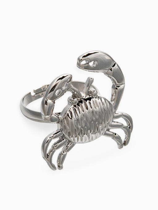 Кольцо "Краб", безразмерное, цвет серебро