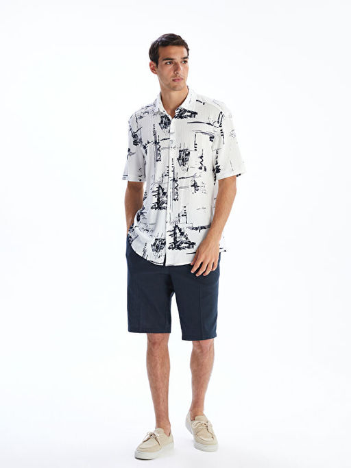 Regular Fit K?sa Kollu Desenli Erkek G?mlek