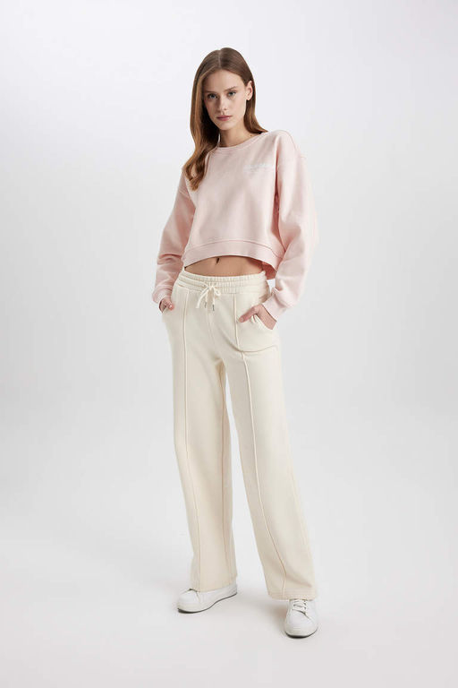 Толстовка свободного кроя из плотной ткани с круглым вырезом и принтом - Defacto фото 2