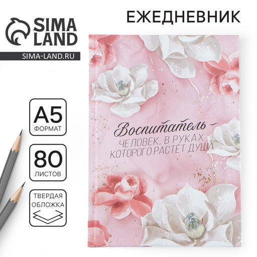 Ежедневник, твёрдая обложка, А5, 80 листов Воспитателю