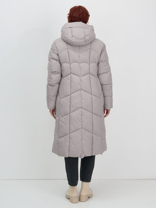 Пальто зимнее утепленное с капюшоном женское серого цвета 7628Sr - Mtforce фото 12