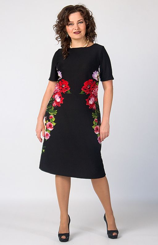 Стильное платье из черного эластичного трикотажа с шикарным рисунком - Ckc collections фото 3