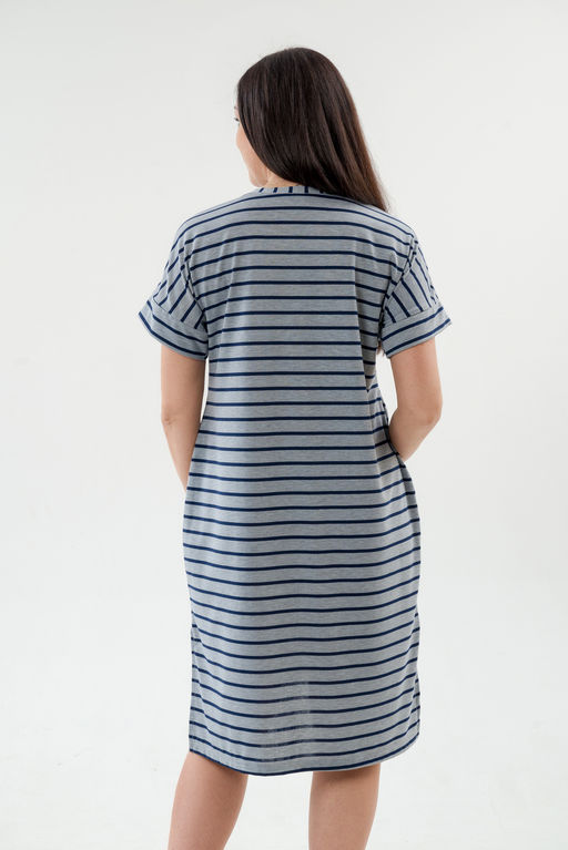 Туника женская из вискозы Полоса серо-черный макси - Амадэль фото 13