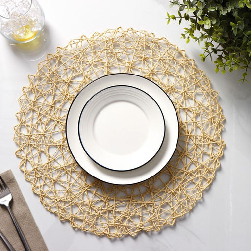 Салфетки сервировочные на стол Доляна «Одуванчик», 4 шт., d=38 см, бежевые