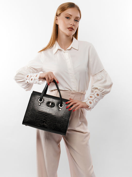 LACCOMA сумка WJD6707-черный эко кожа хлопок  фото 4