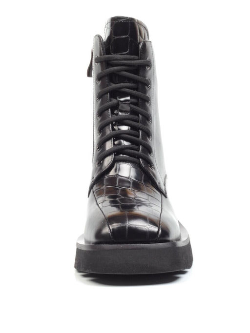 01-CG34-1 BLACK Ботинки демисезонные женские (натуральная кожа, байка)