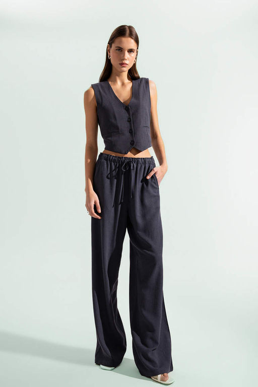 Широкие брюки с тремя карманами, нормальной талией, стандартной длины, брюки из смесового льна - Defacto фото 4