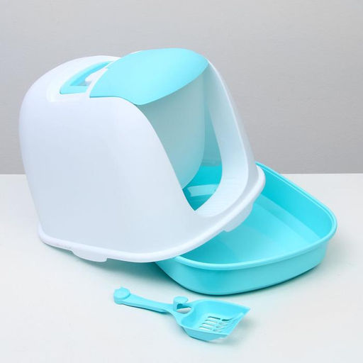 Туалет закрытый с совком, 47 х 40 х 39 см, бело-голубой - Пижон фото 7