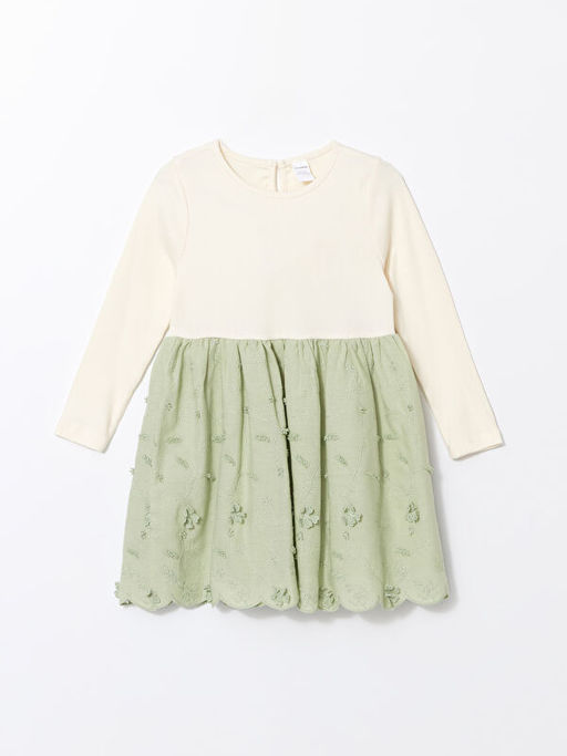 Bisiklet Yaka Penye K?z ?ocuk Elbise