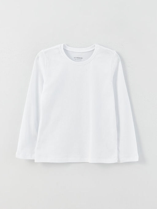 Bisiklet Yaka Uzun Kollu Basic K?z ?ocuk Ti??rt