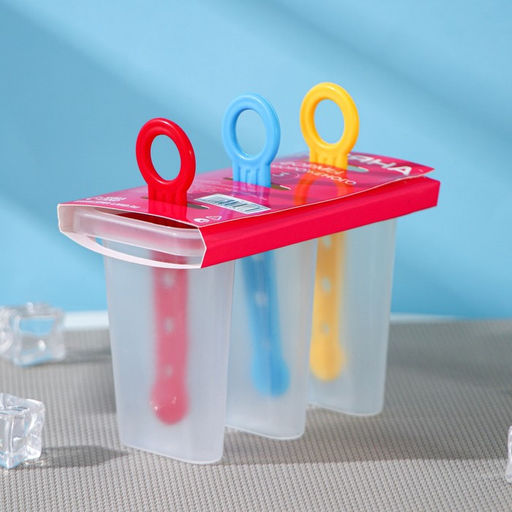 Цена за 2 шт. Форма для мороженого Доляна Симпл, 11?11?6.5 см, 3 ячейки, прозрачная  фото 3