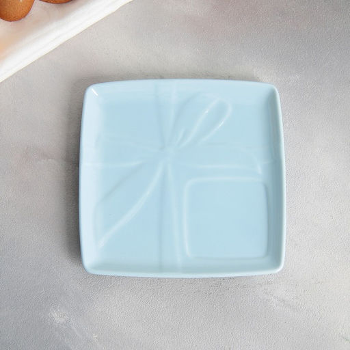 Чайная пара керамическая «Голубой подарок»: кружка 150 мл, блюдце 15.5×15.5 см