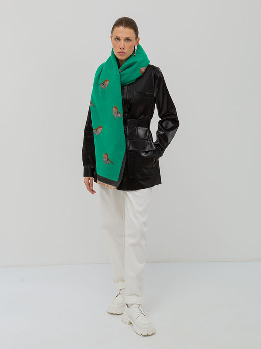 Большой, мягкий, теплый двусторонний палантин с принтом - Tantino фото 2