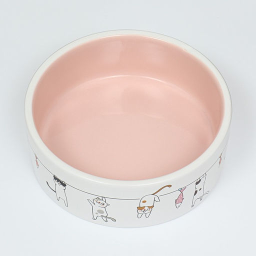 Миска керамическая Весёлые котики 300 мл 12,5 x 4,5 cм, бежево-белая - Пижон фото 3