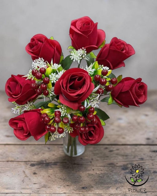 Цветы искусственные Buro роза закрытый бутон 12 веточек 45-50 см в ассортименте фото 2