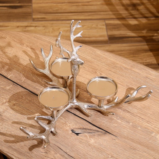 Подсвечник на 3 свечи «Рога», 42×42×30 см, алюминий