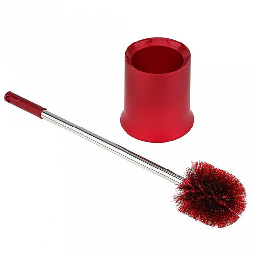 Ерш унитазный пластмассовый со съемной ручкой из нержавеющей стали "Колор матовый" 49см, с подставкой д12,5см h13,5см, бордо (Китай)