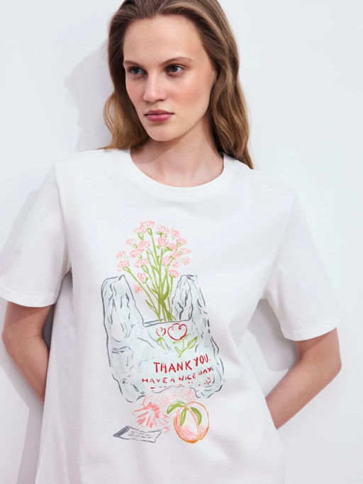 Футболка из хлопка с принтом ZR2605023411-2 / Zarina