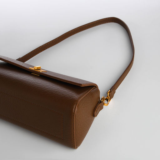 Сумка женская мессенджер TEXTURA на клапане, 26×9×12 см, тёмно-коричневая