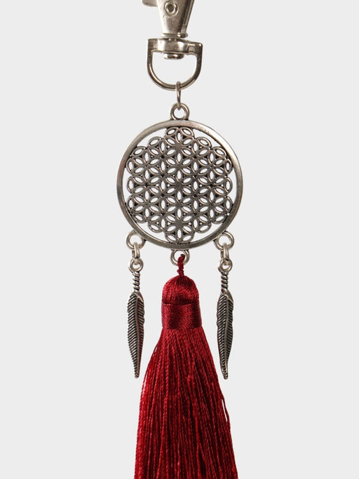 Брелок-кисточка «Ловец снов», 17 см, бордовый, серебристый