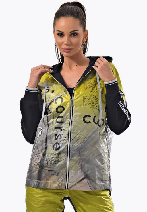 Толстовка из футера комбинированного с принтованной плащевой тканью - А+б коллекция фото 120