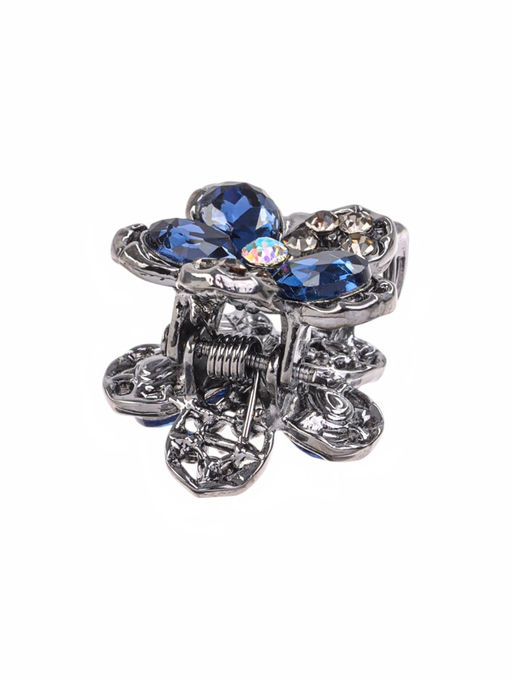 Цена за 6 шт. Крабик для волос «Роуз», цветочек, 2 см, чёрный