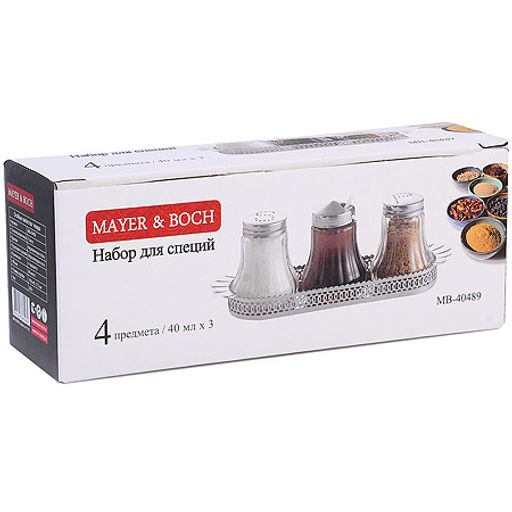 40489 Набор для специй на подставке 4 предмета стекло/нерж MB (х72) - Mayer&boch фото 4