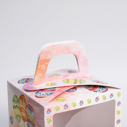 Цена за 5 шт. Коробка подарочная пасхальная Пасхальная корзинка с кроликом, 15?15?18 см