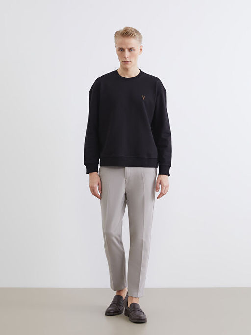 Bisiklet Yaka Erkek Kal?n Sweatshirt