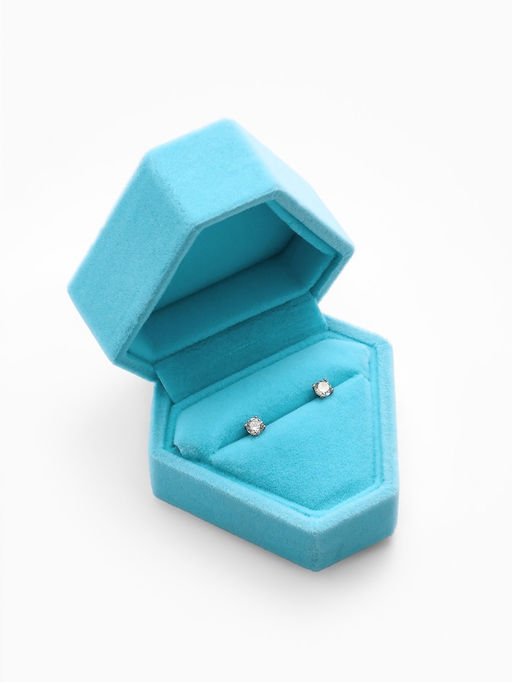 Футляр под серьги, кольцо Кристалл, бархатный, 6.5?6 см, голубой