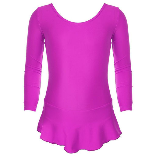 Купальник гимнастический Grace Dance, с юбкой, с длинным рукавом, р. 36, цвет фуксия  фото 7