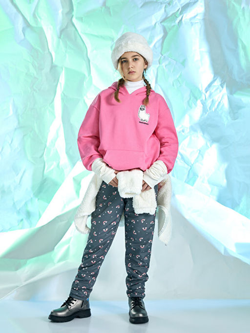 Kap??onlu Nak??l? Uzun Kollu K?z ?ocuk Sweatshirt - Waikiki фото 2