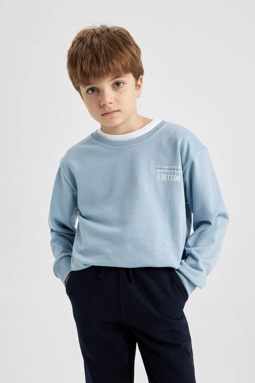 Толстовка с принтом для мальчиков с круглым вырезом на спине - Defacto фото 4