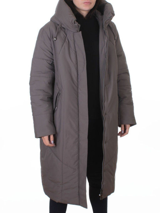A615 GRAY/BEIGE Пальто зимнее женское (верблюжья шерсть, 120 гр. холлофайбер) - Фабричный китай фото 8