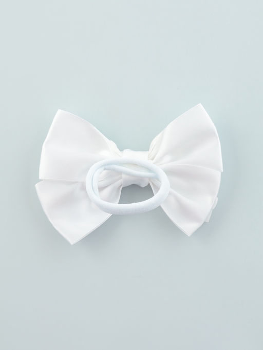 Цена за 6 шт. Бант для волос на резинке «Школьница. Стиль», классика полосы, 12 см, белый