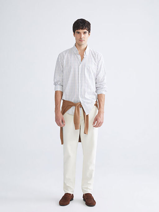 Regular Fit Uzun Kollu Ekose Poplin Erkek G?mlek