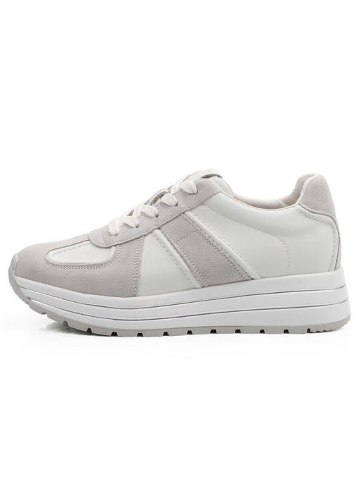 03-A1020-9 WHITE/GRAY Кроссовки женские (натуральная кожа, натуральная замша)