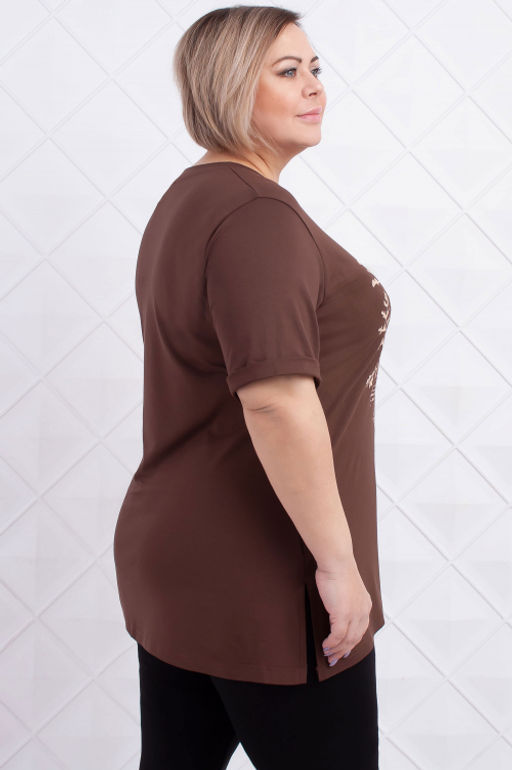 Арт. 3677 Футболка женская 50-58 (5 шт) Цвет:шоколад - Калинка фото 9