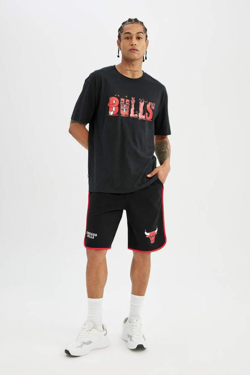 DeFactoFit Футболка свободного кроя с круглым вырезом и короткими рукавами NBA Chicago Bulls фото 8