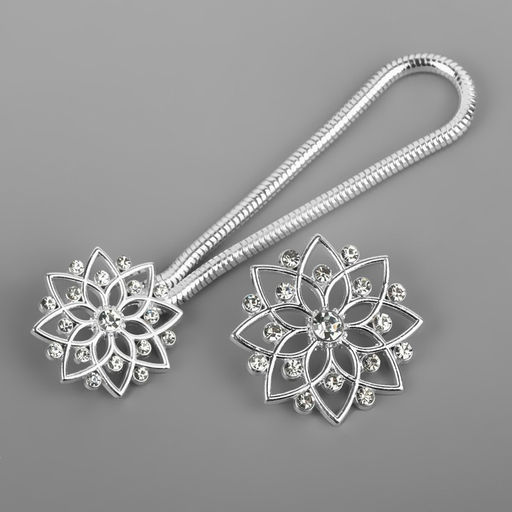 Декоративная застёжка, d = 2,4/3.1 см, цвет серебряный